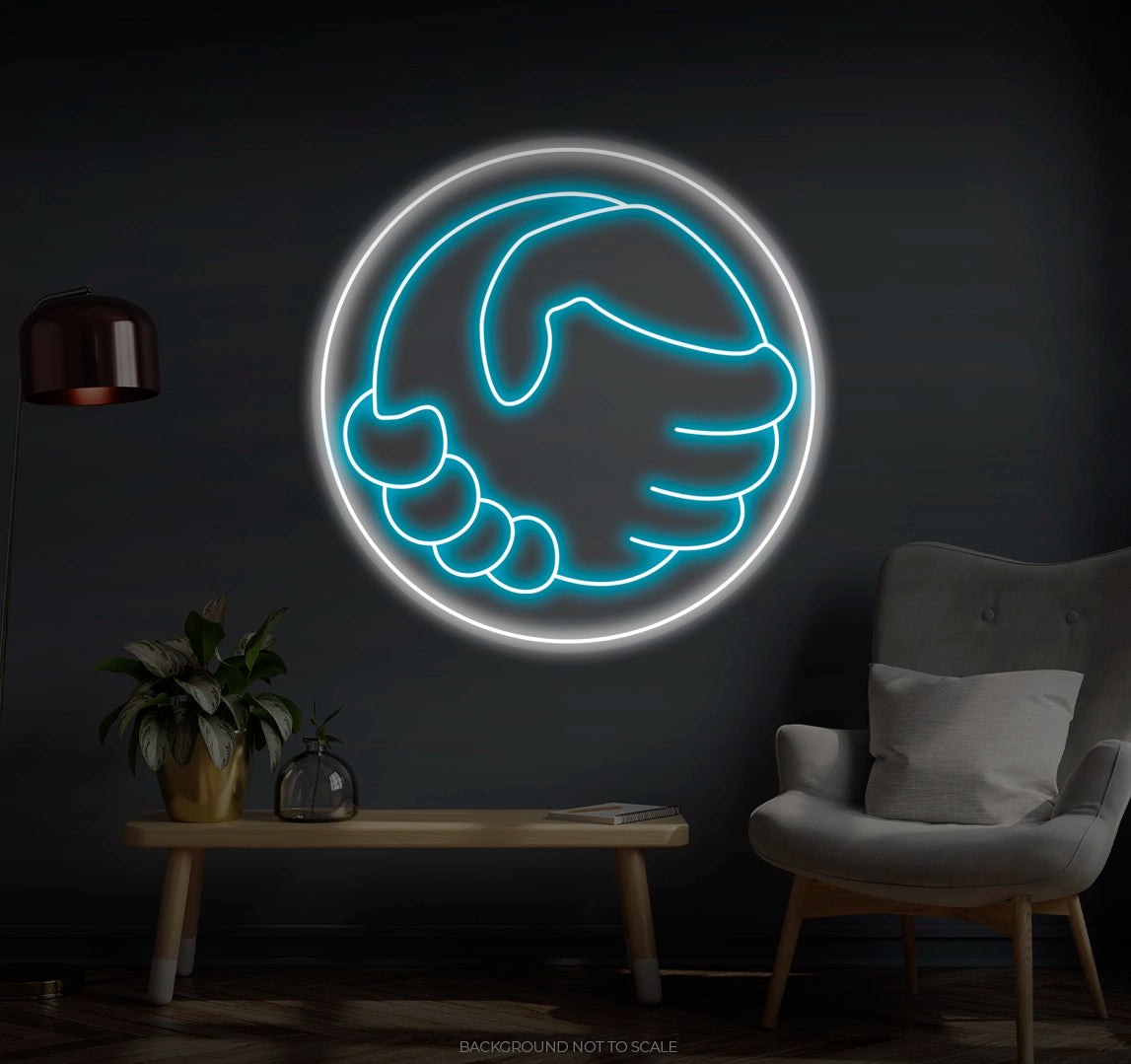 Handshake circle LED neon