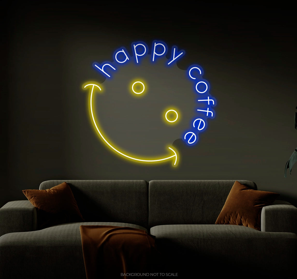 Happy coffee smiley face LED neon