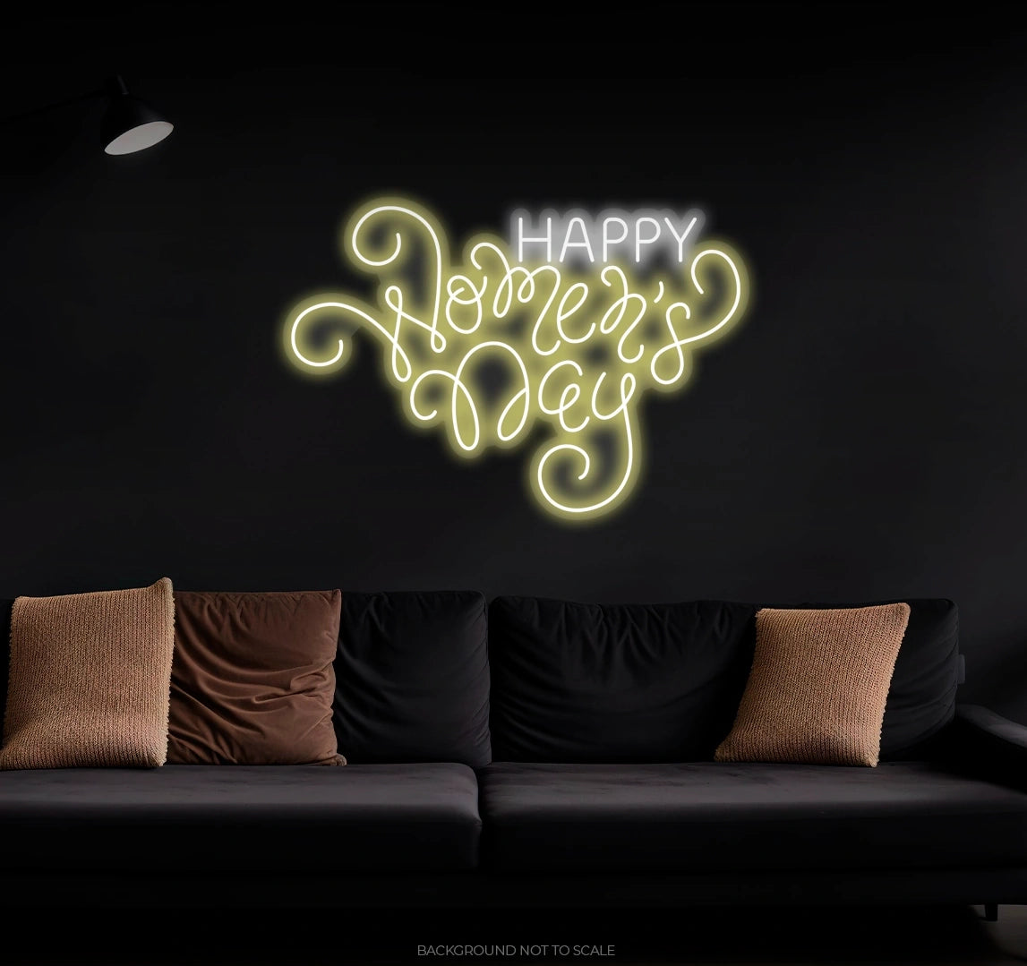 Happy women's day curvy LED neon