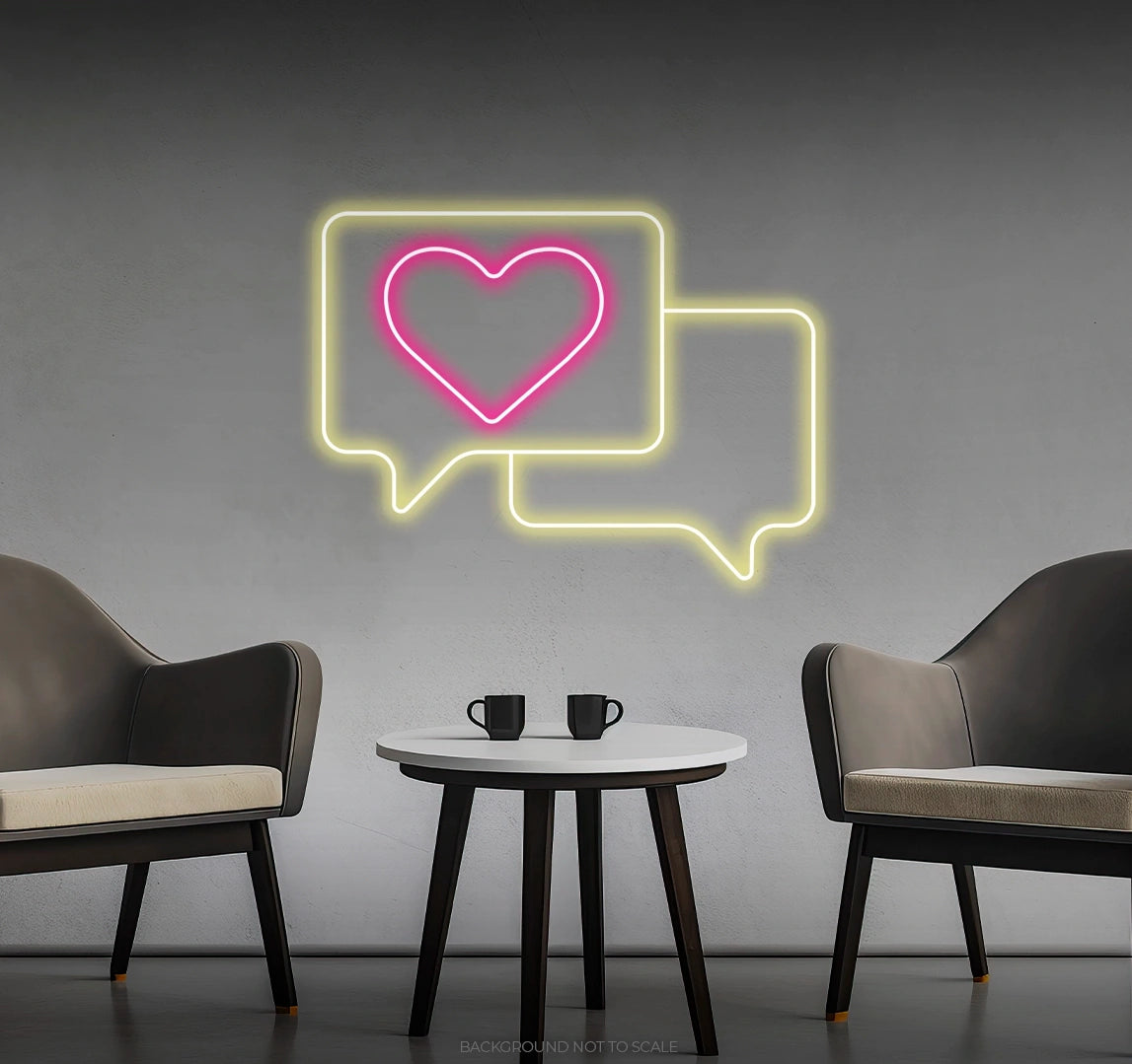 Heart in speech balloons LED neon