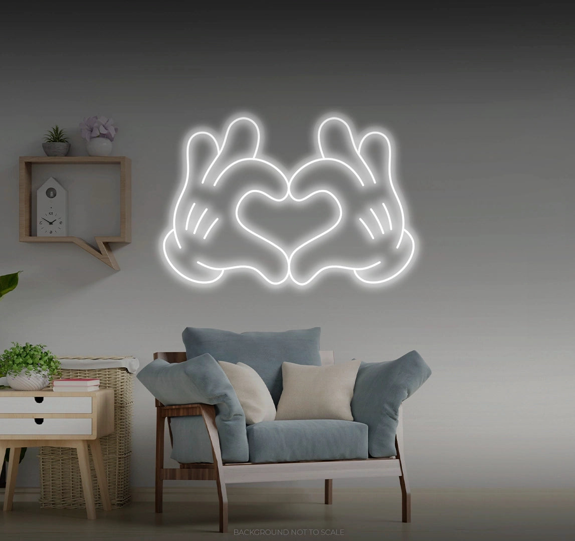 Heart Mickey mouse hands LED neon