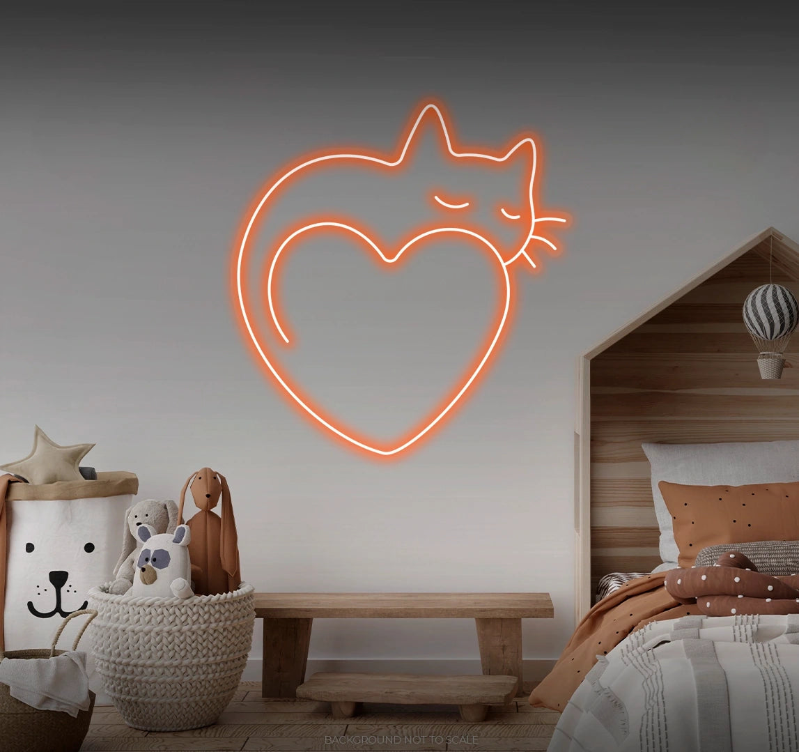 Heart shape cat LED neon