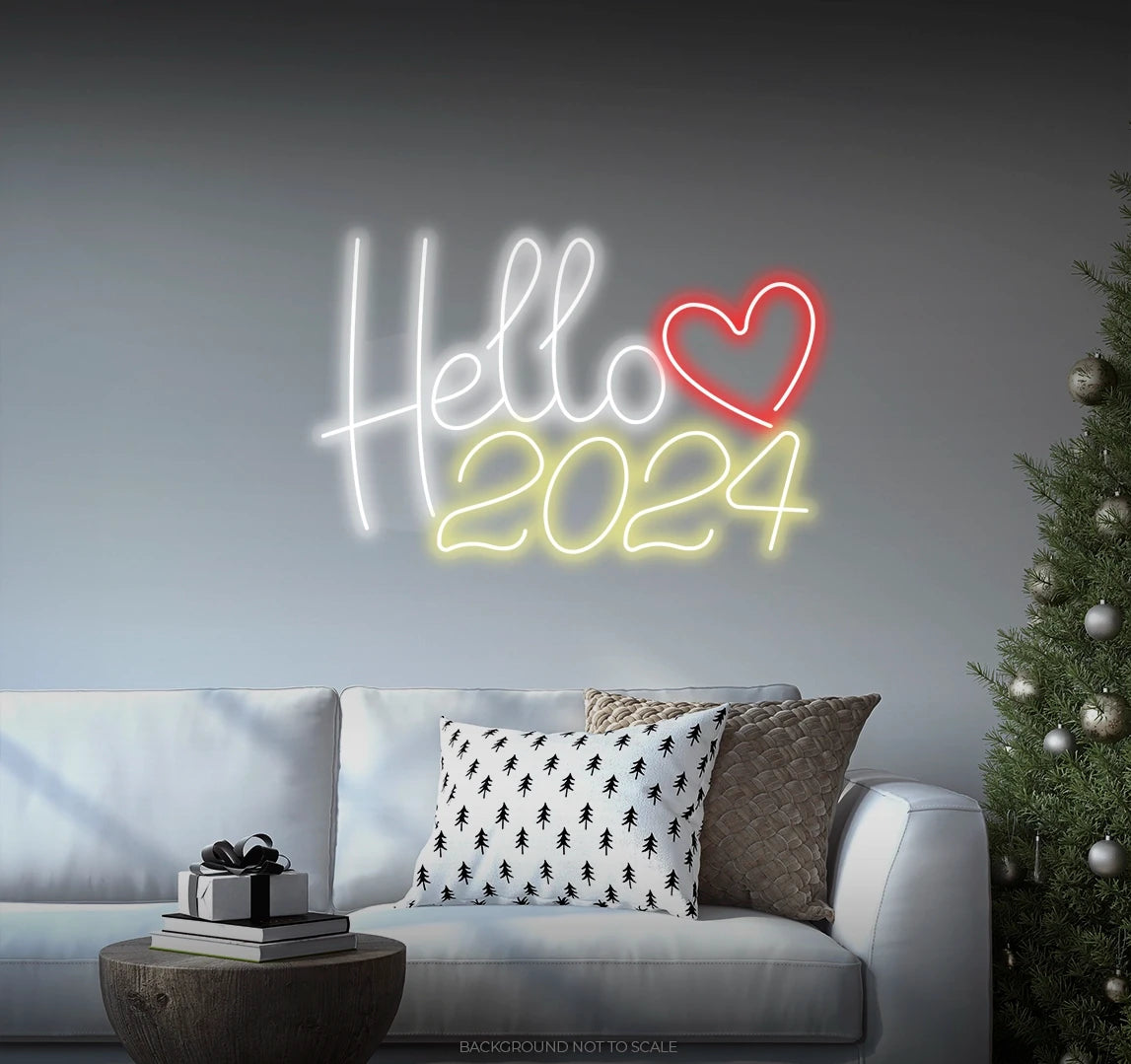 Hello 2024 heart LED neon