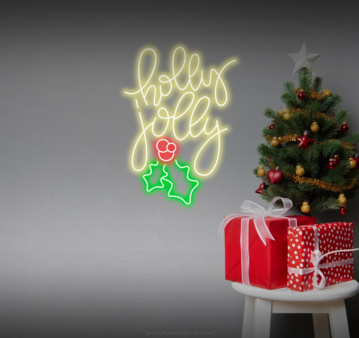 Holly jolly mistletoe LED neon