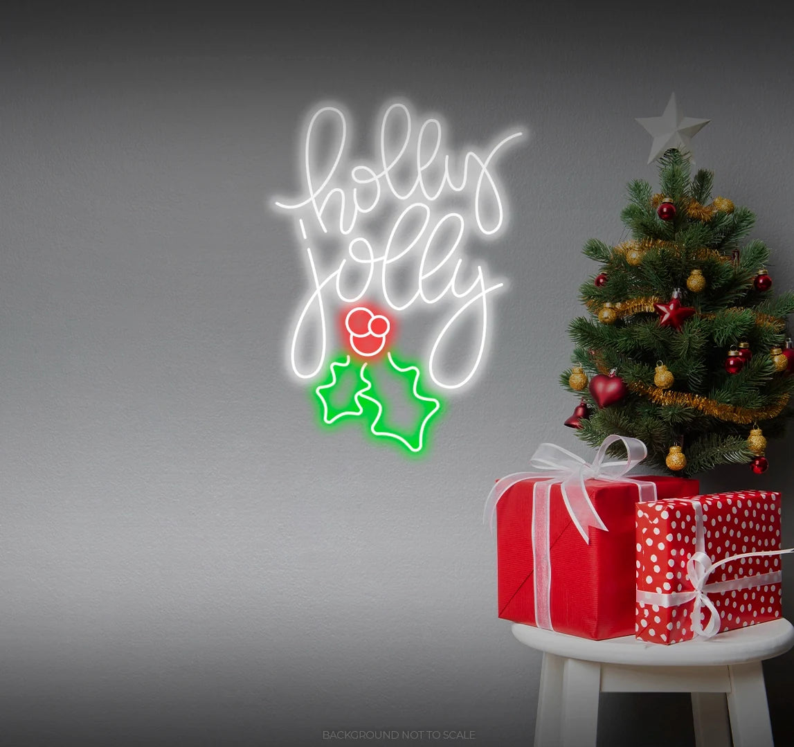 Holly jolly mistletoe LED neon