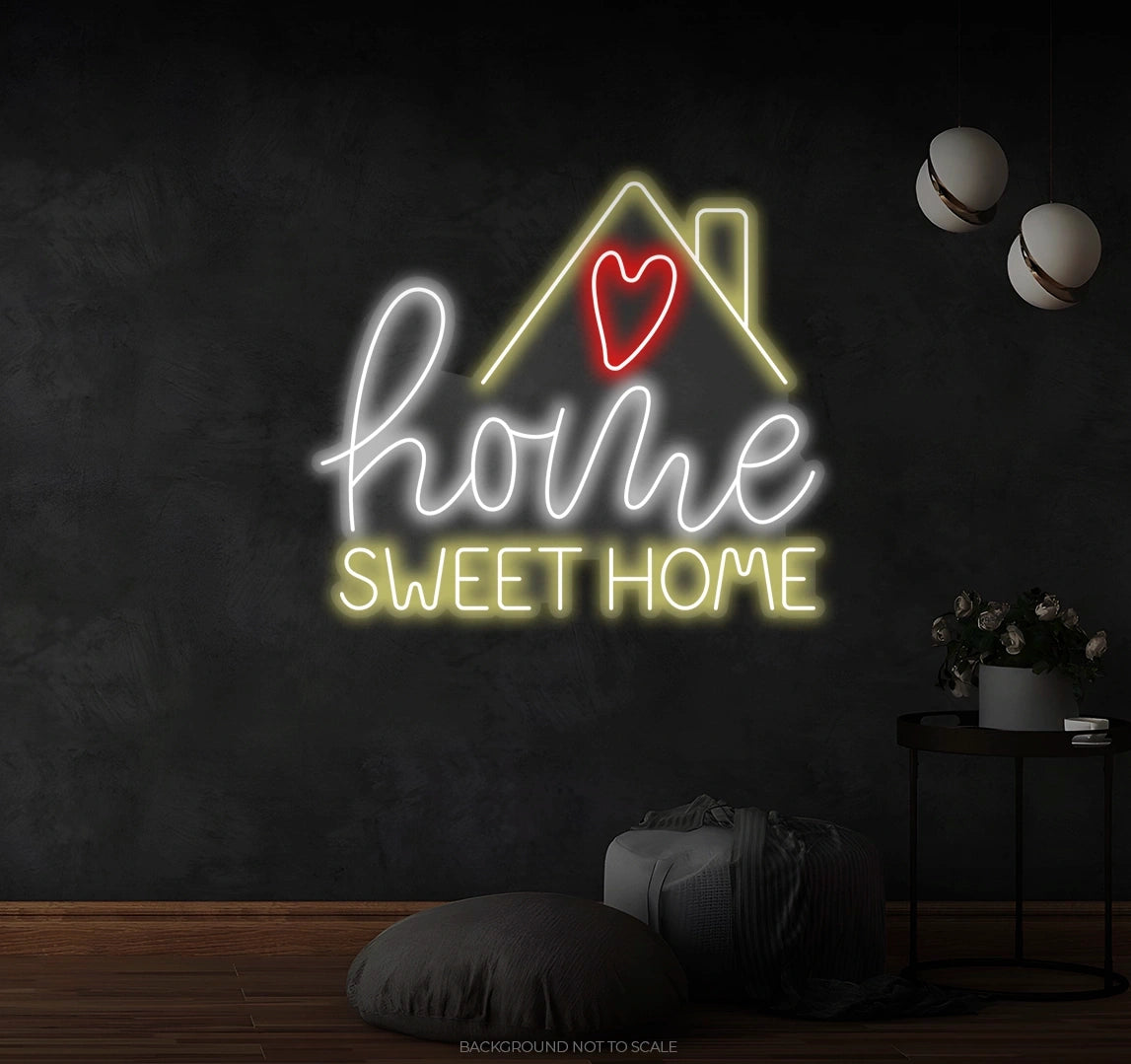 Home sweet home with heart and house Ledneon