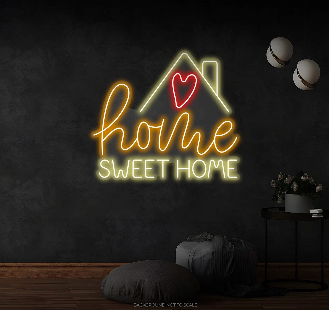 Home sweet home with heart and house Ledneon