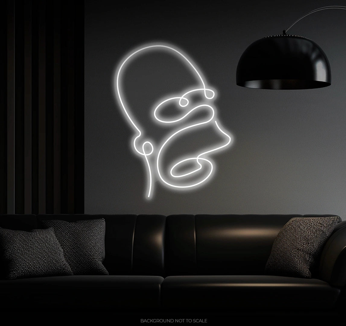 Homer Simpson line art LED neon