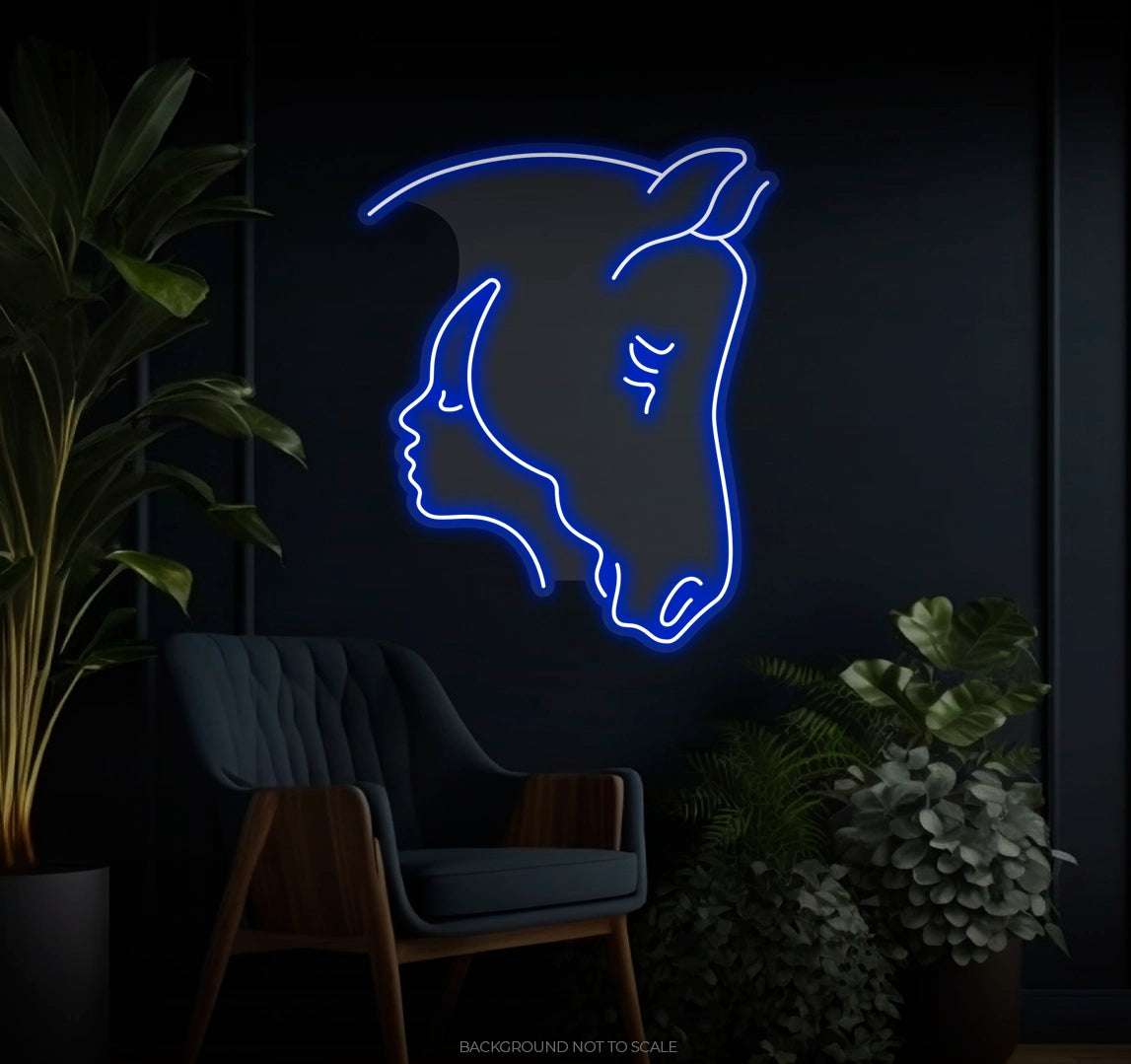 Horse and woman love Ledneon