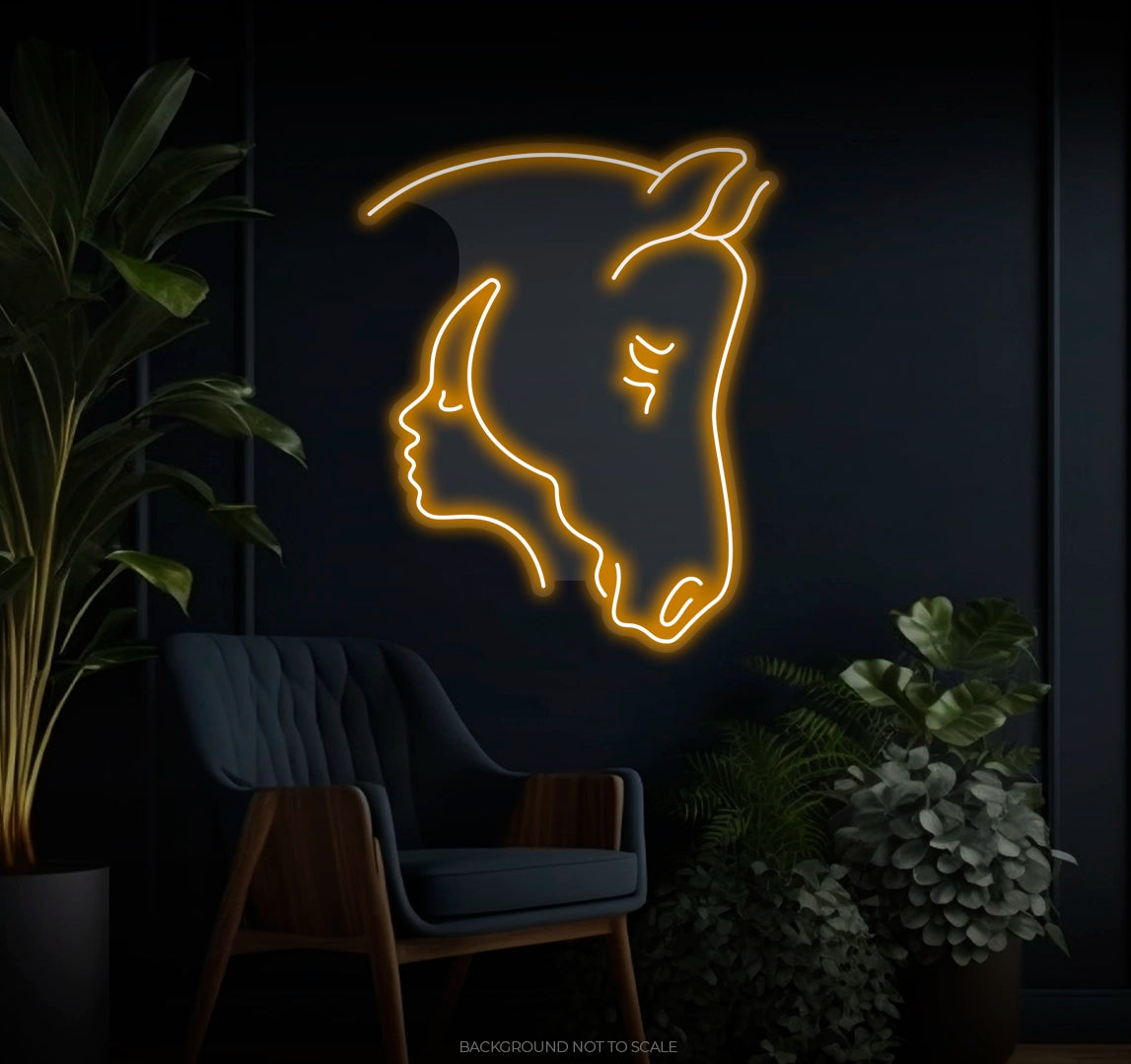 Horse and woman love Ledneon