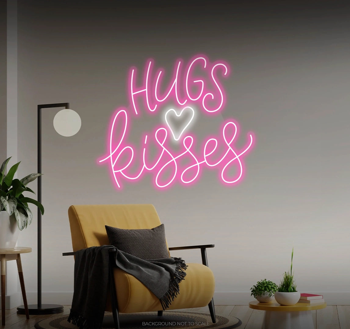 Hugs hearts kisses LED neon