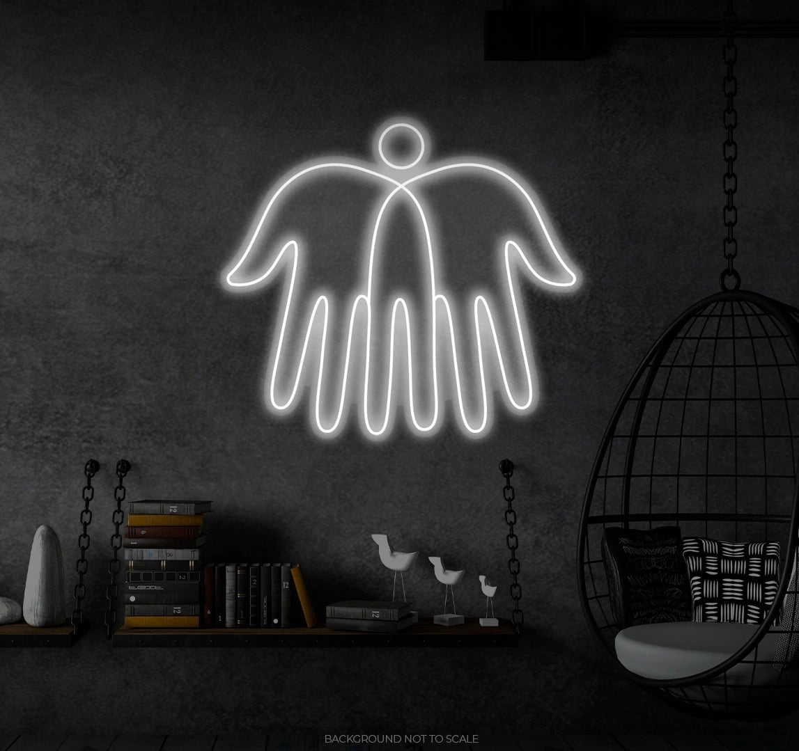 Human and wings with hands Ledneon