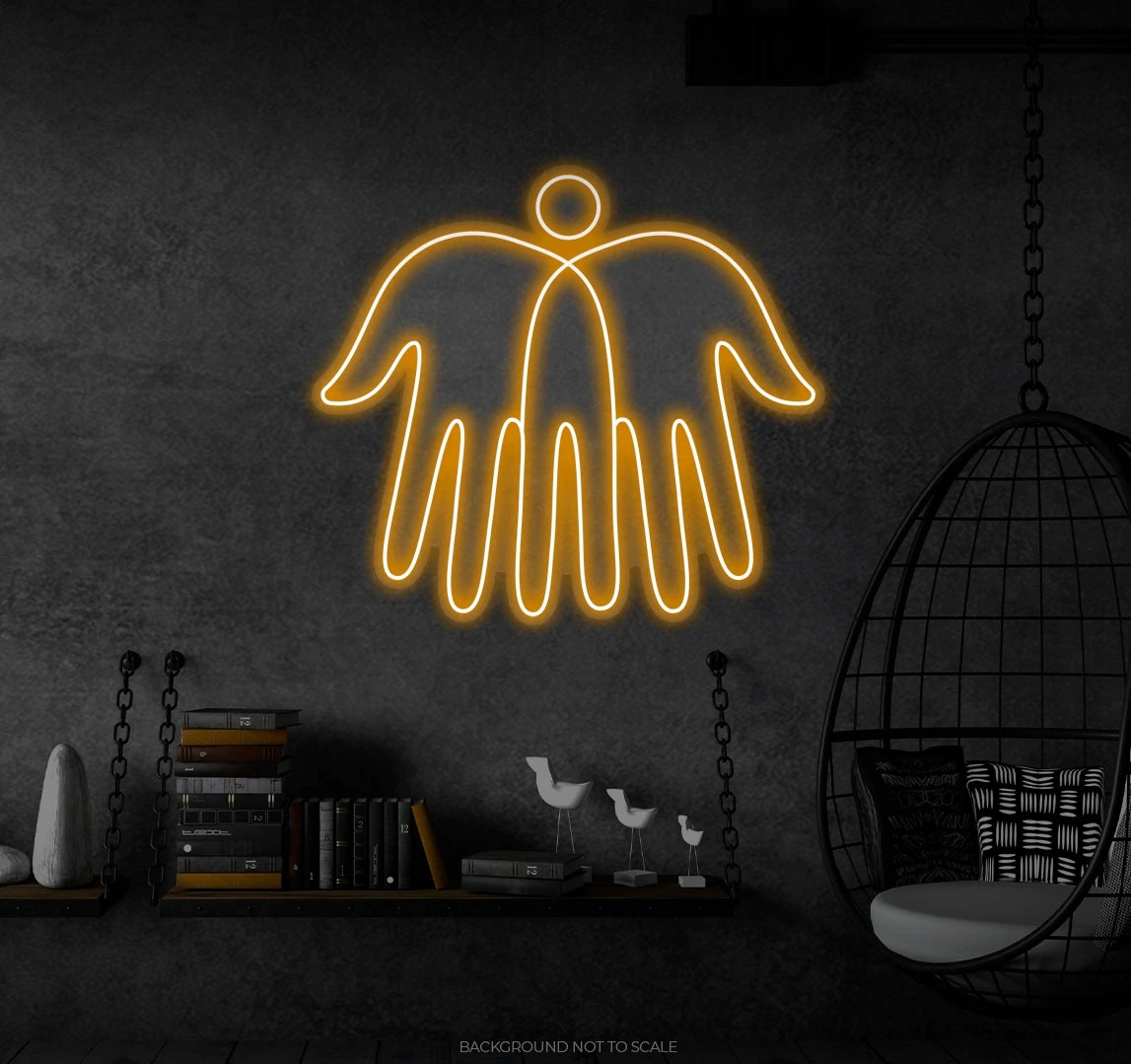 Human and wings with hands Ledneon