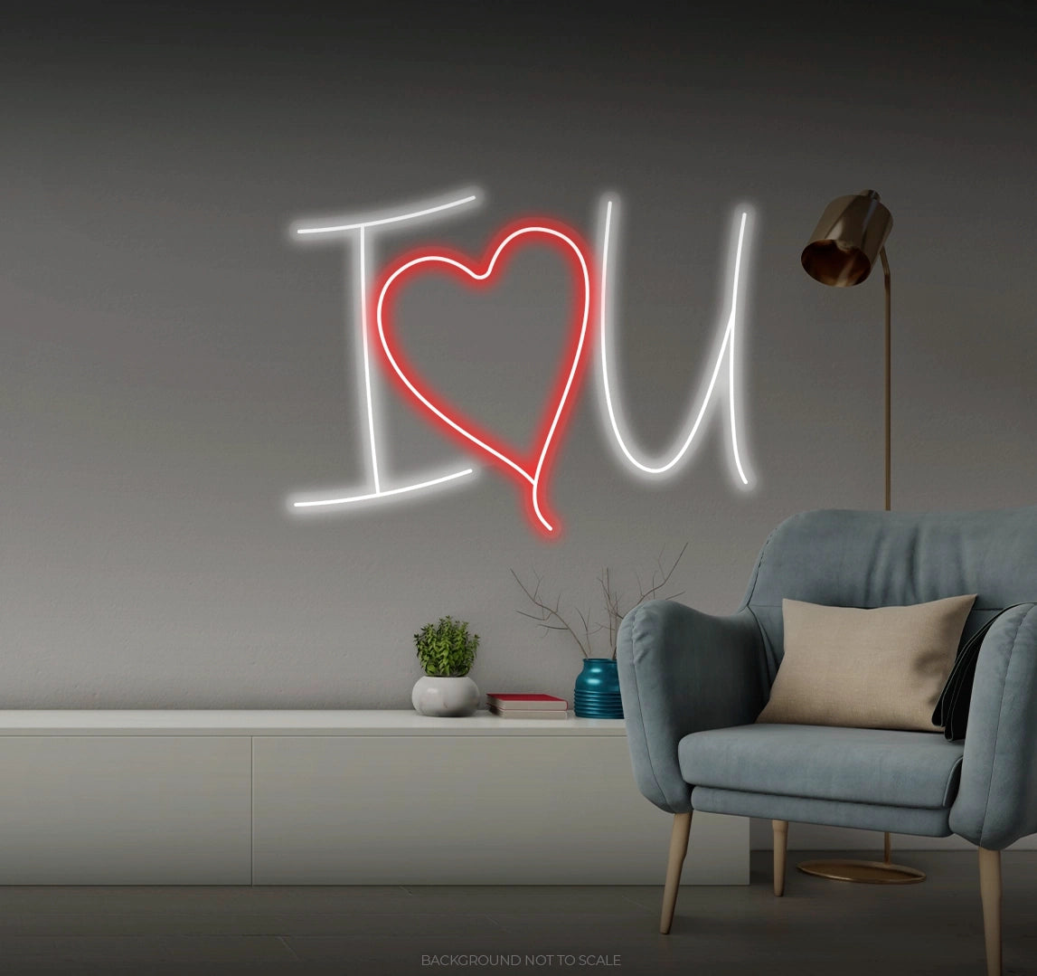 I love heart you LED neon