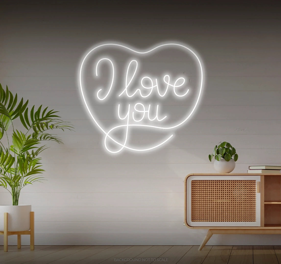 I love you heart calligraphy LED neon