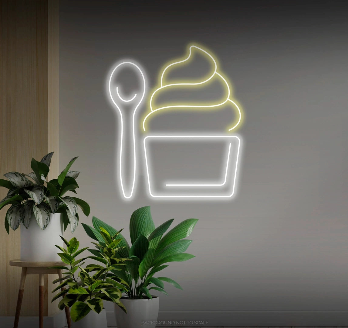 Ice cream and spoon LED neon