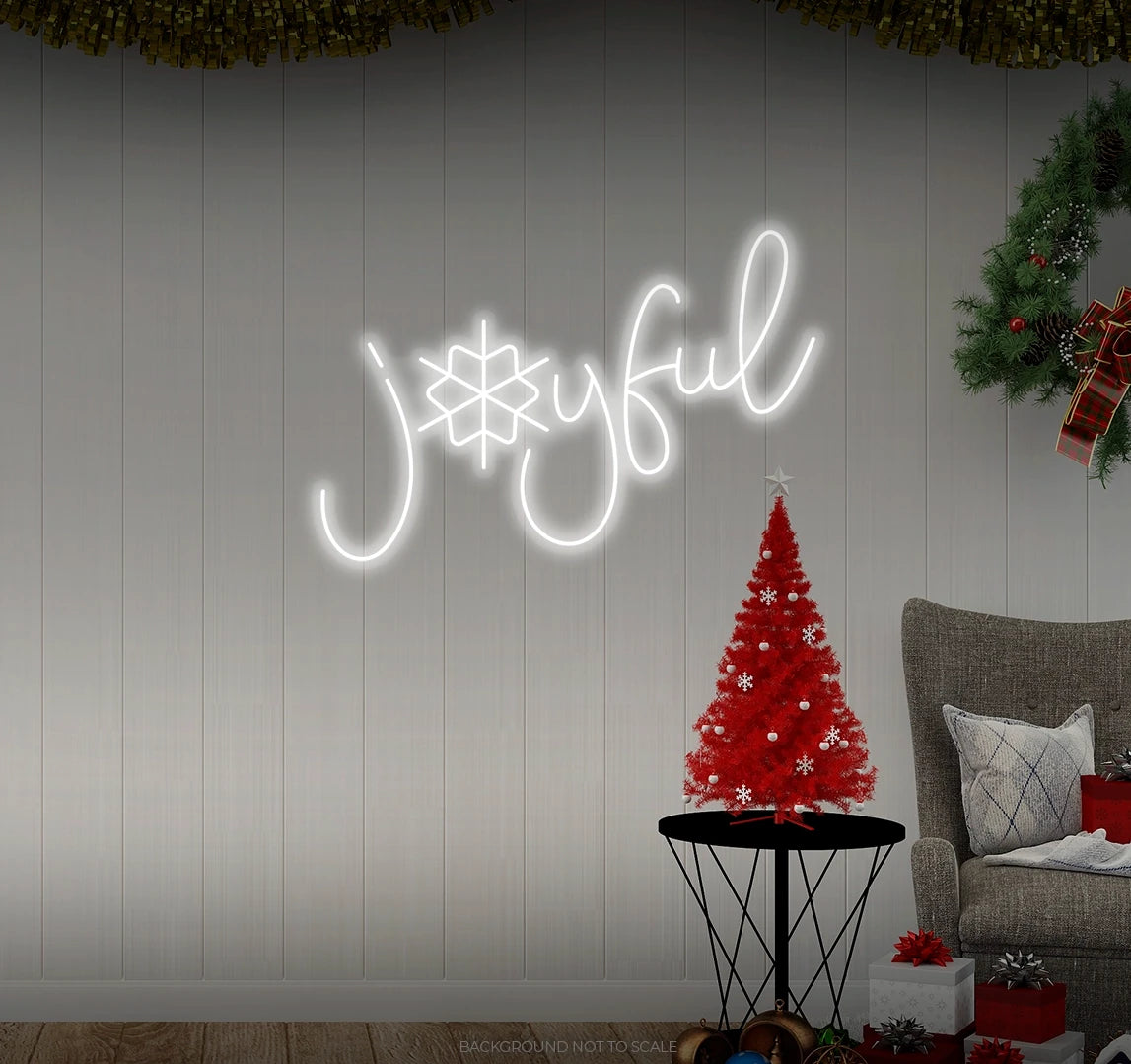 Joyful snowflake LED neon