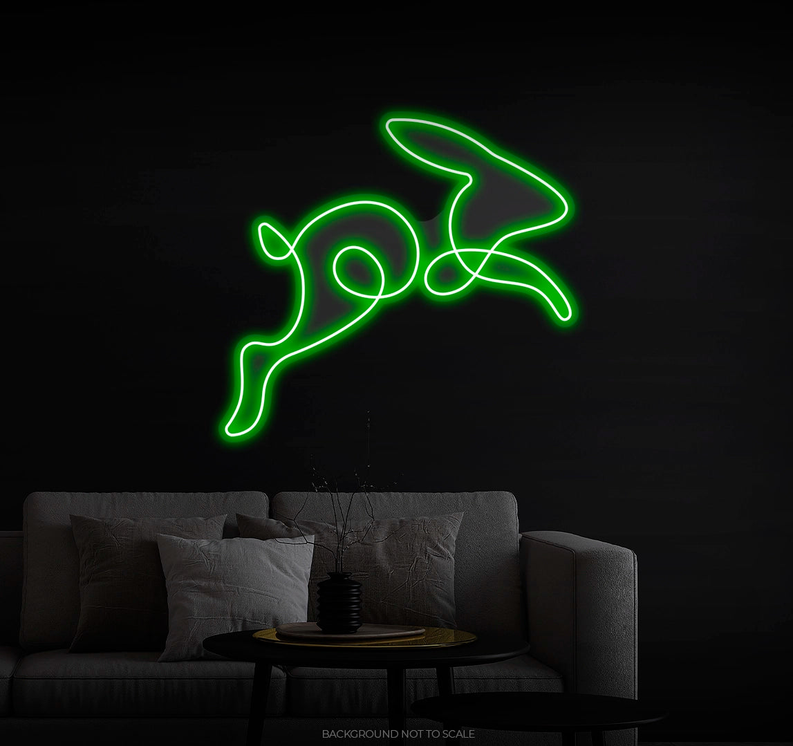 Jumping bunny one line art Ledneon