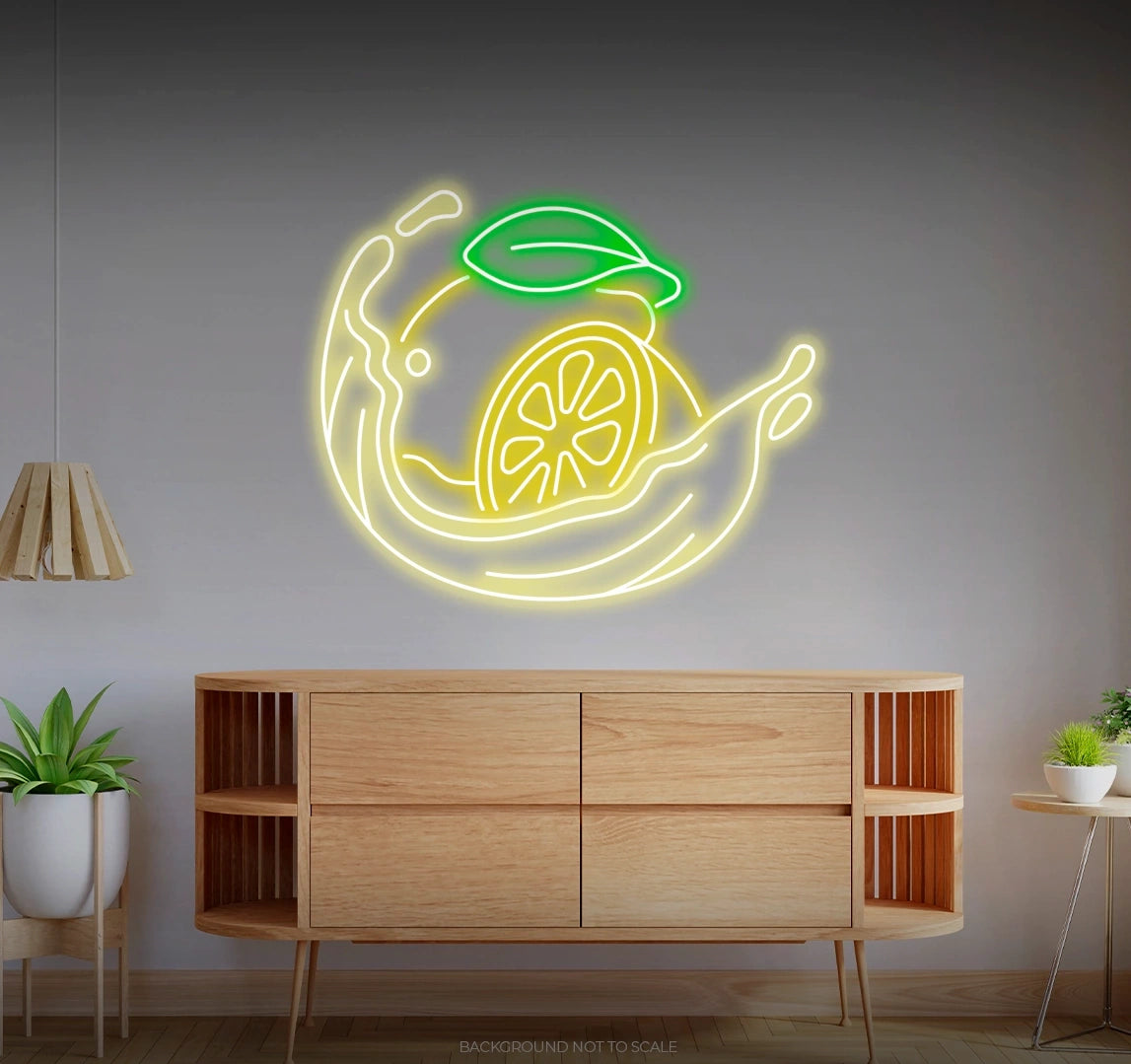 Lemon liquid splash LED neon