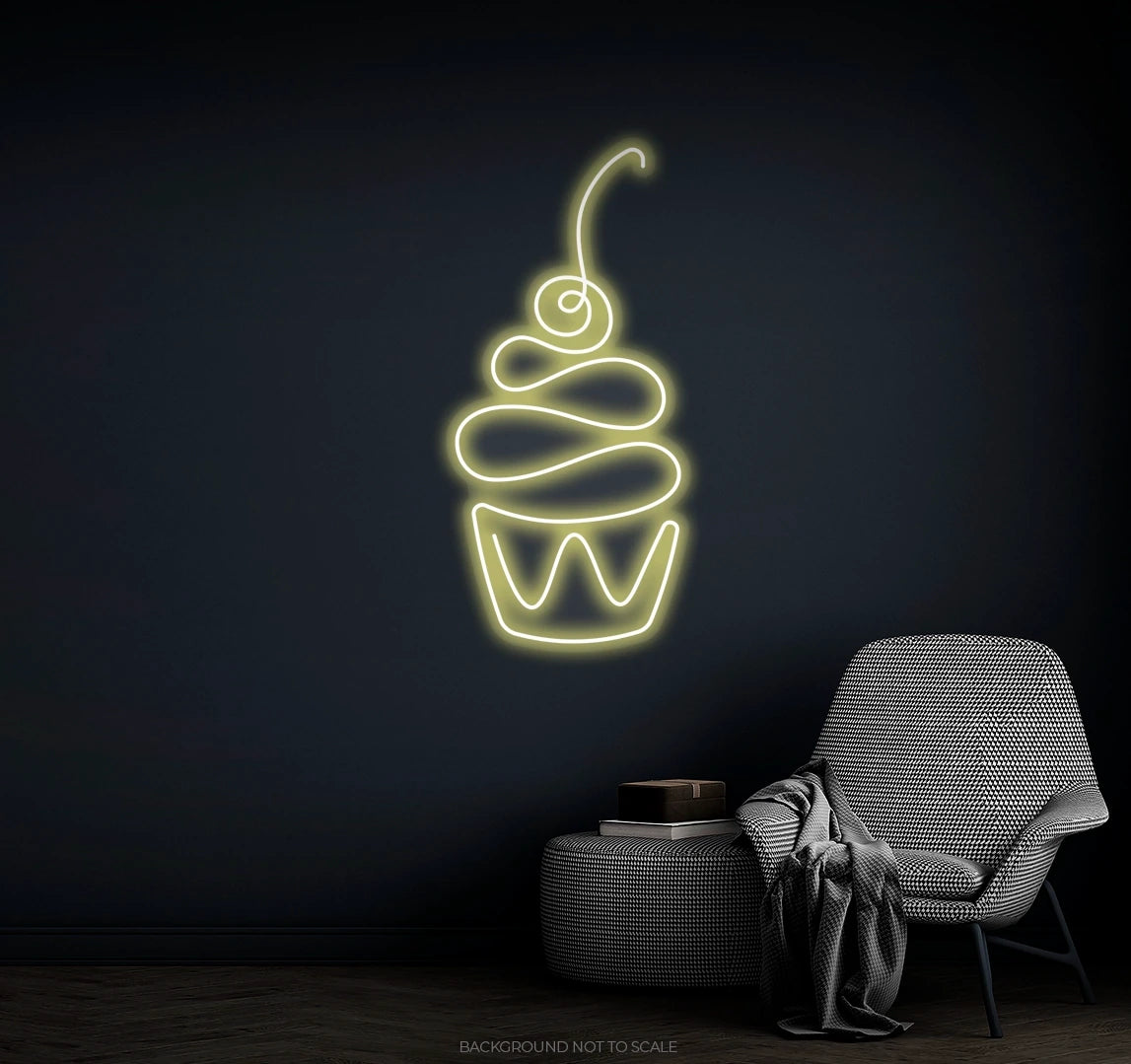 Line art cupcake LED neon