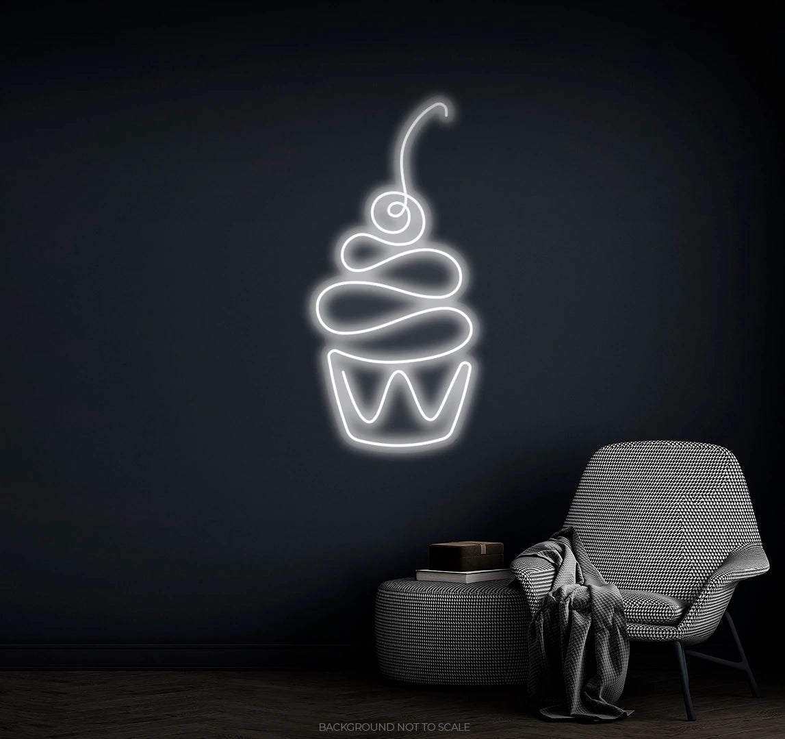 Line art cupcake LED neon