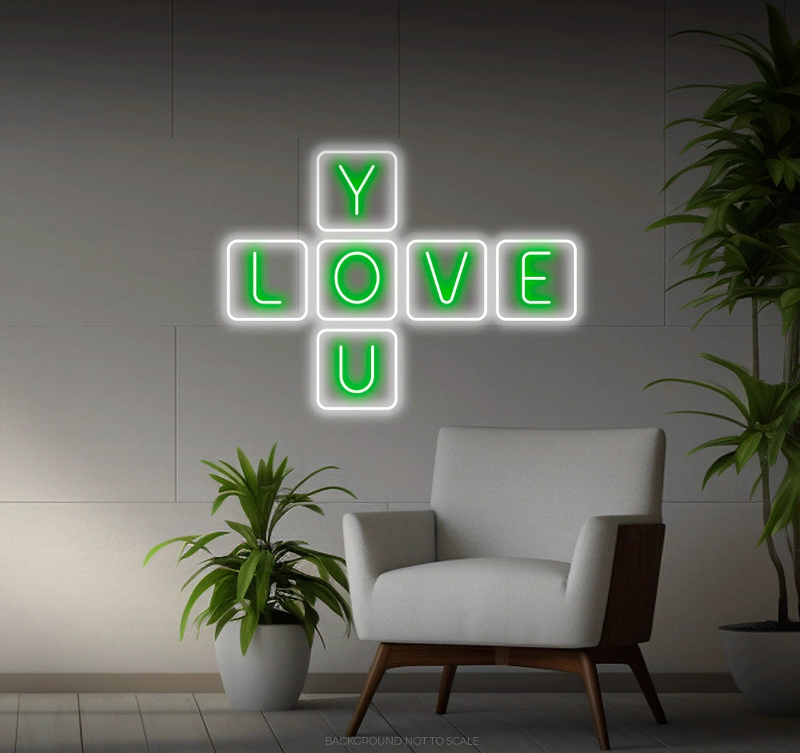 Love you cross puzzle LED neon