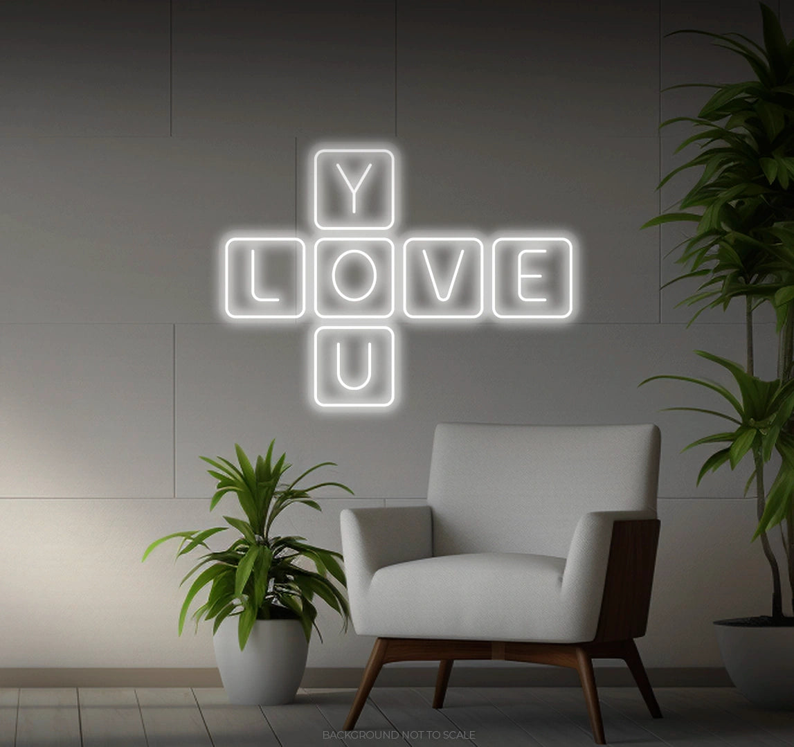 Love you cross puzzle LED neon