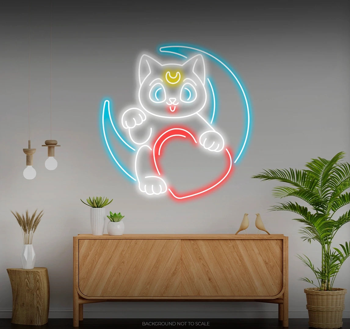 Luna the cat LED neon