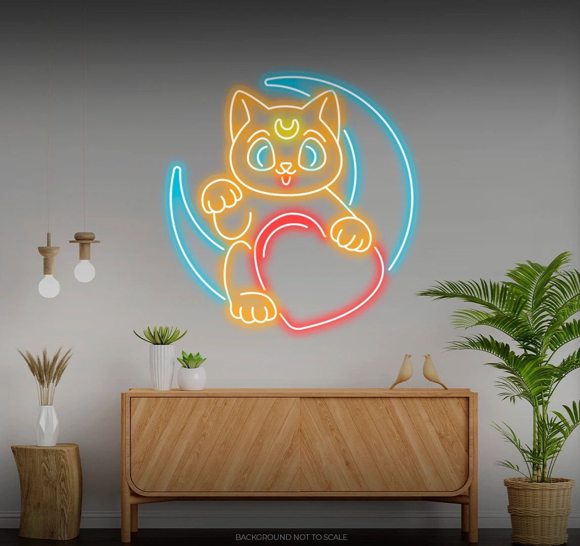 Luna the cat LED neon