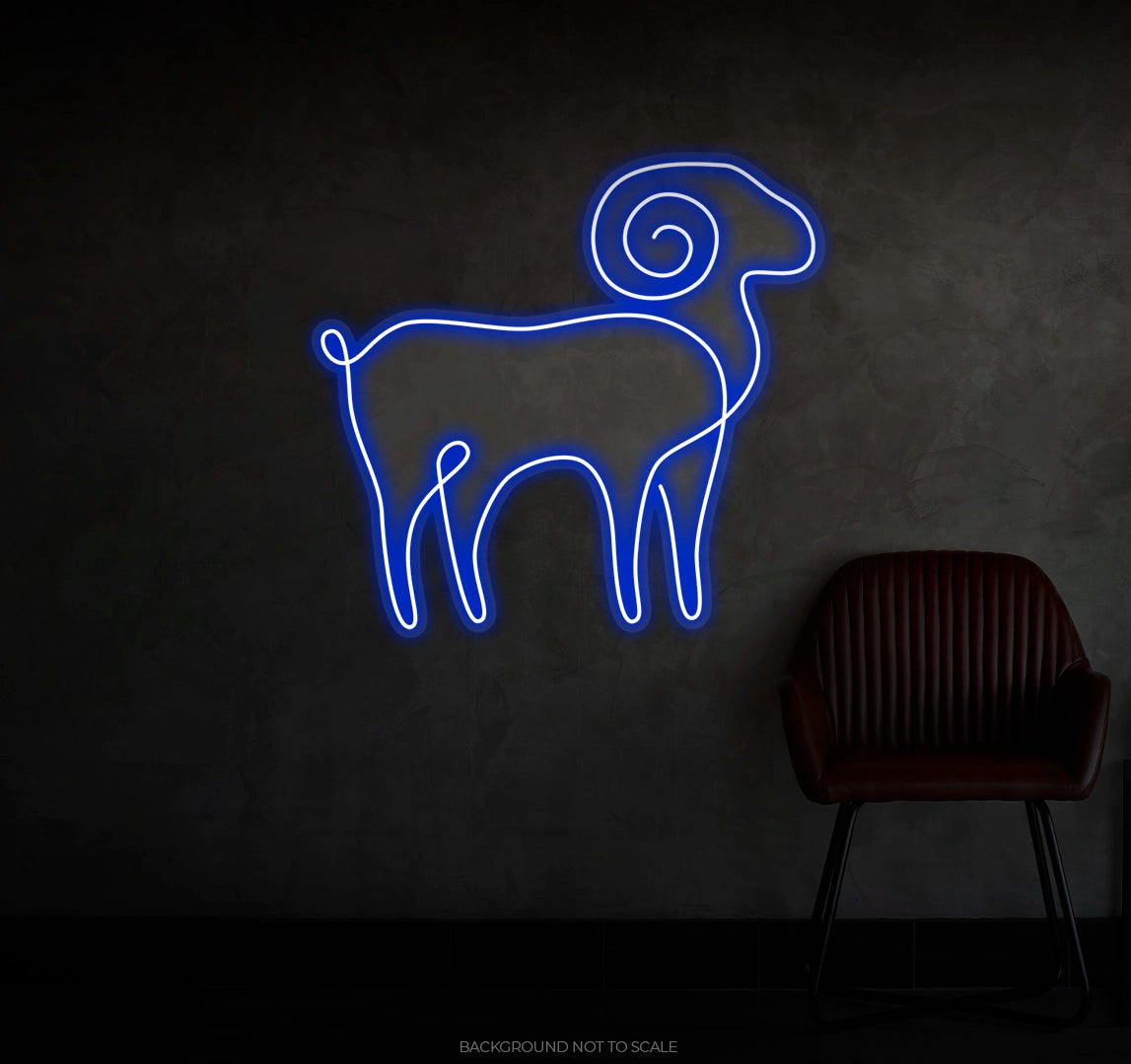 Male sheep one line art LED neon