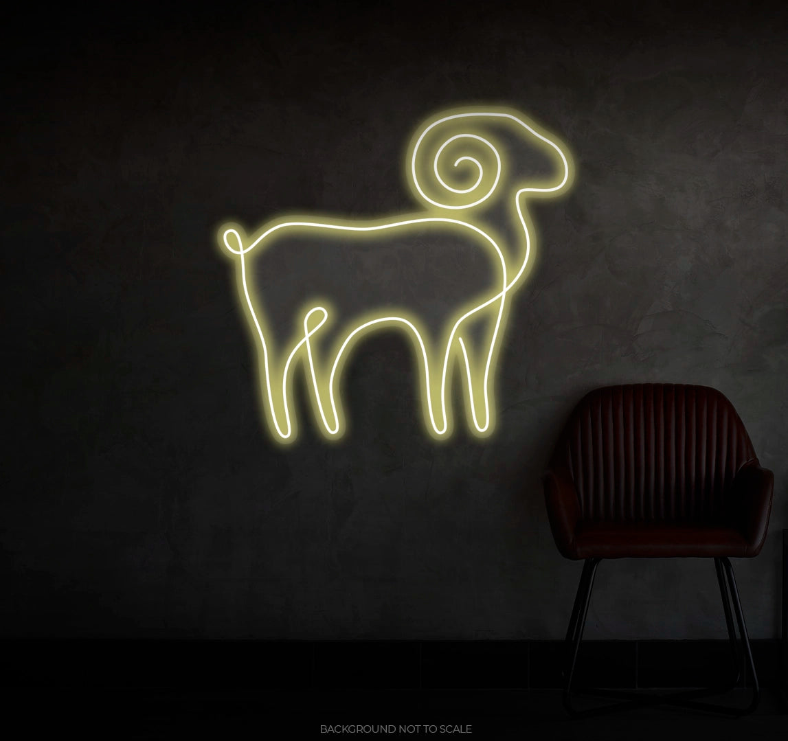 Male sheep one line art LED neon