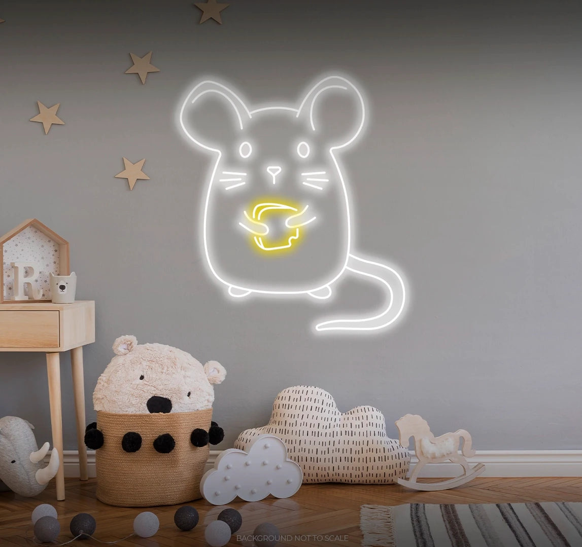 Mice holding cheese LED neon