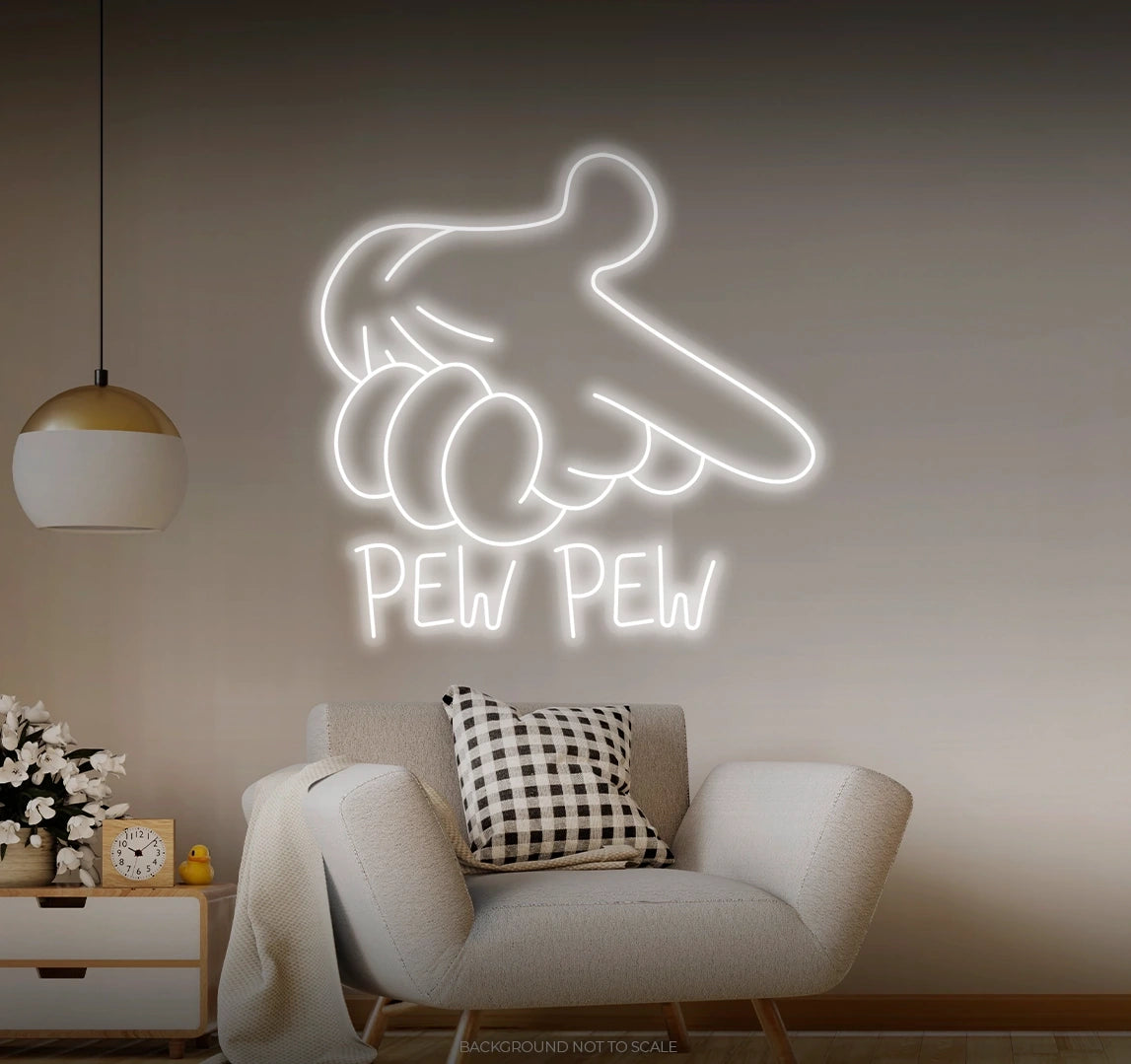 Mickey mouse hands gun pew pew LED neon