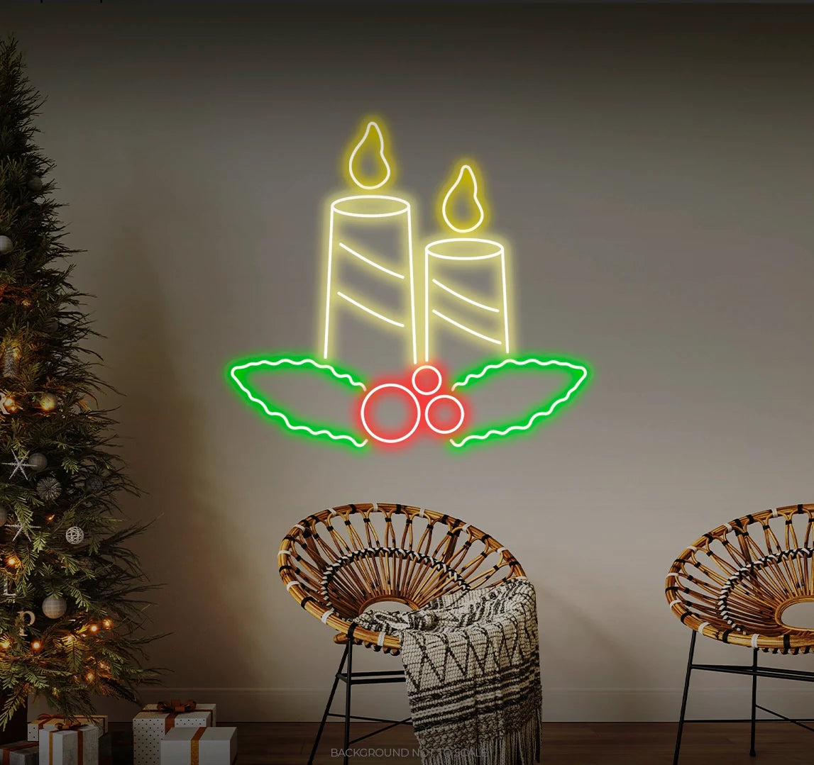 Mistletoe with candles LED neon