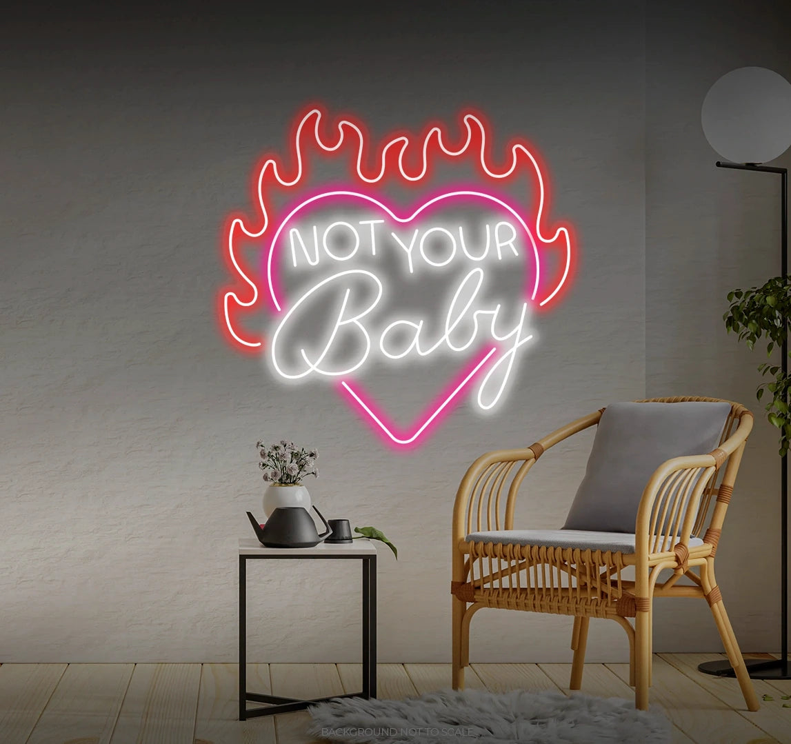 Not your baby flaming heart LED neon