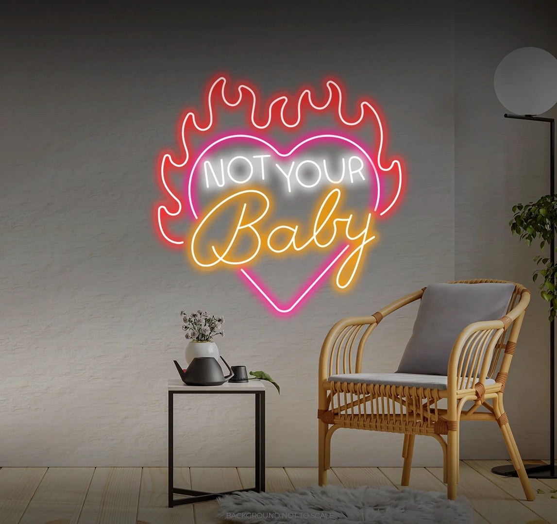 Not your baby flaming heart LED neon