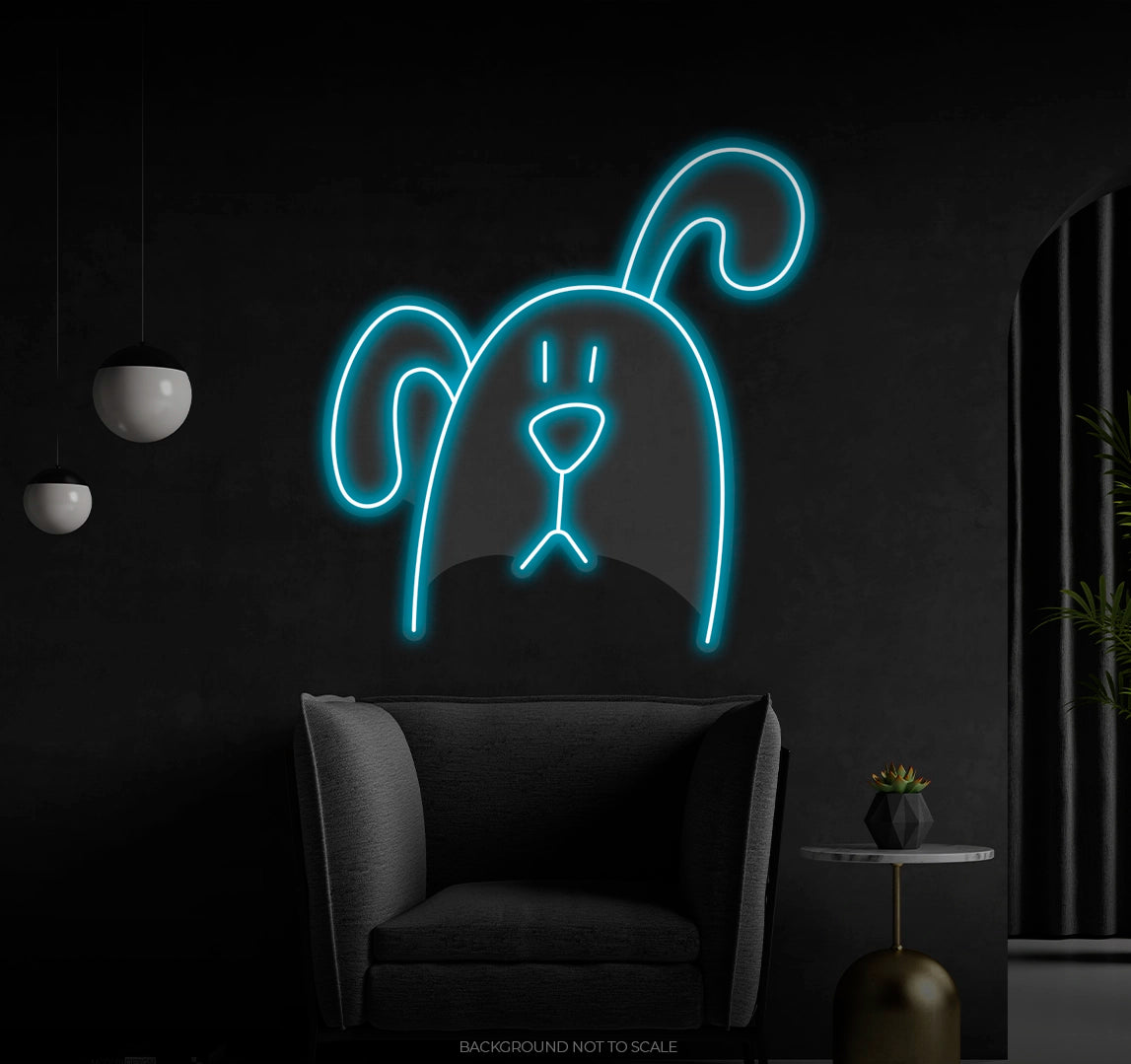 One ear up dog drawing LED neon