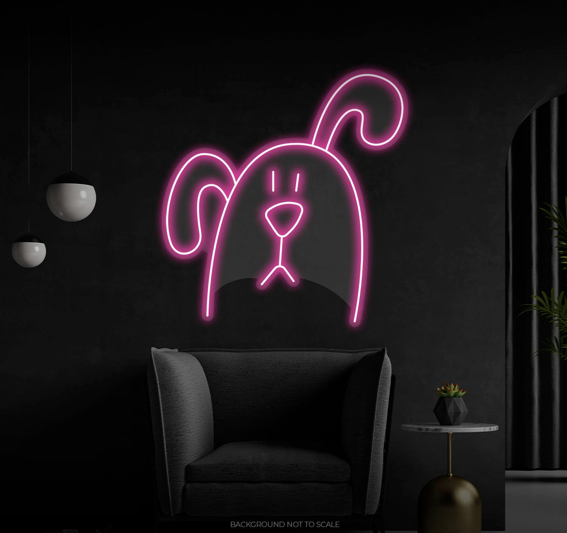 One ear up dog drawing LED neon