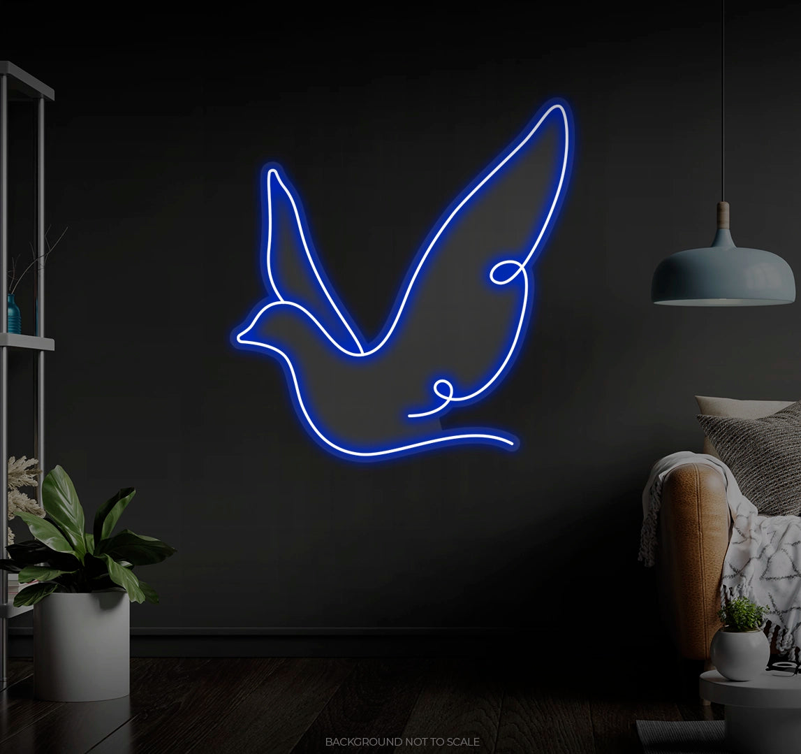 One line art pigeon LED neon