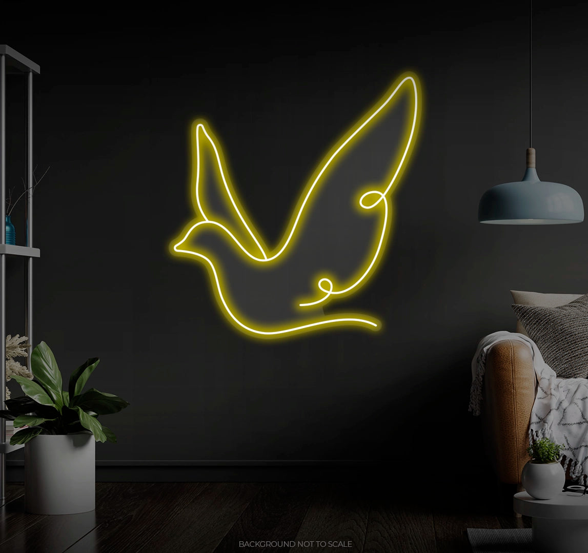 One line art pigeon LED neon