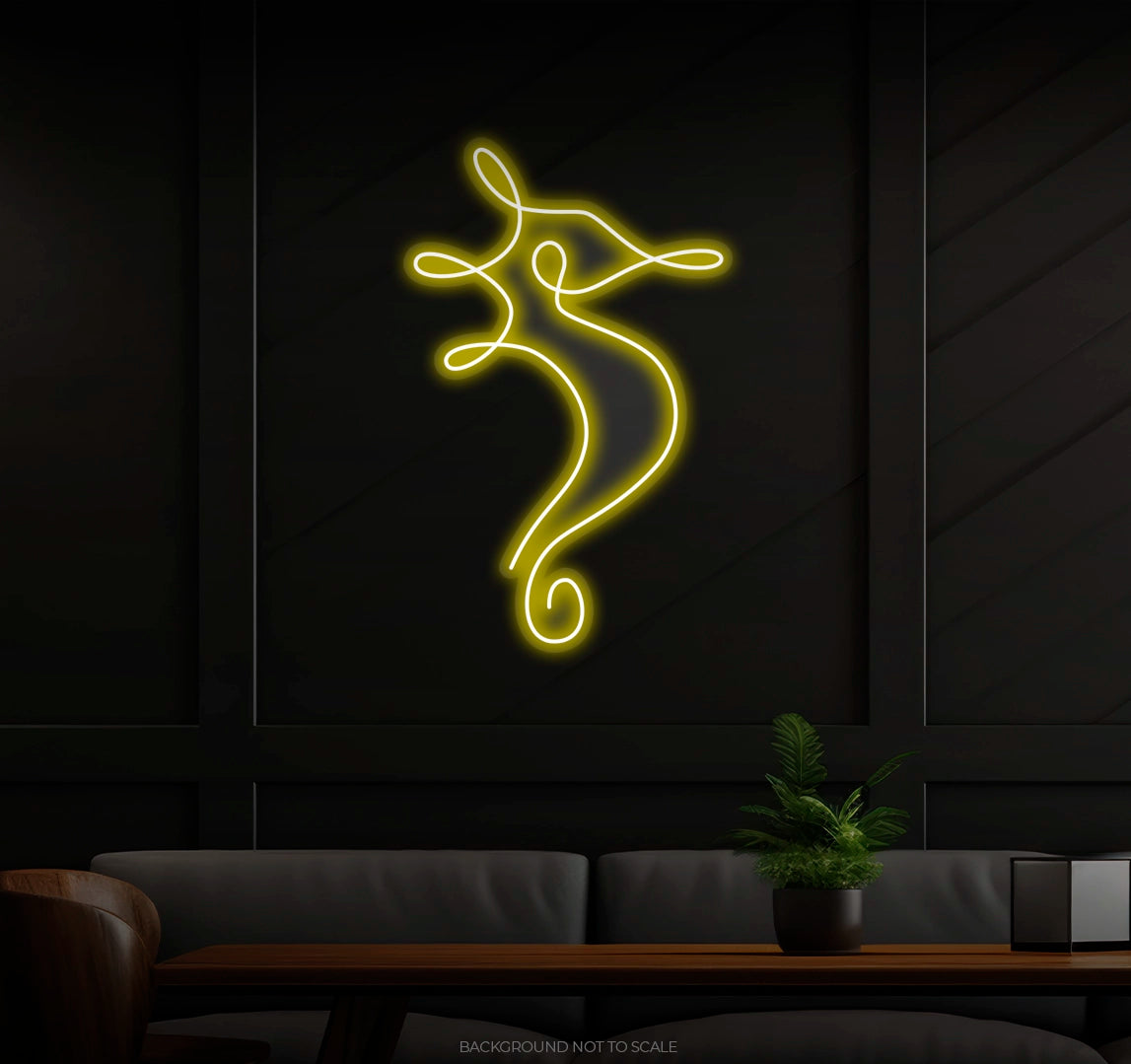 One Line Art Seahorse LED neon