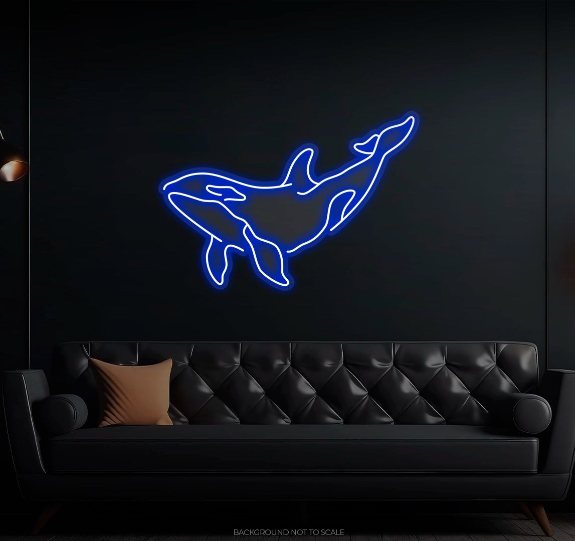 One Line Art Swimming Whale LED neon