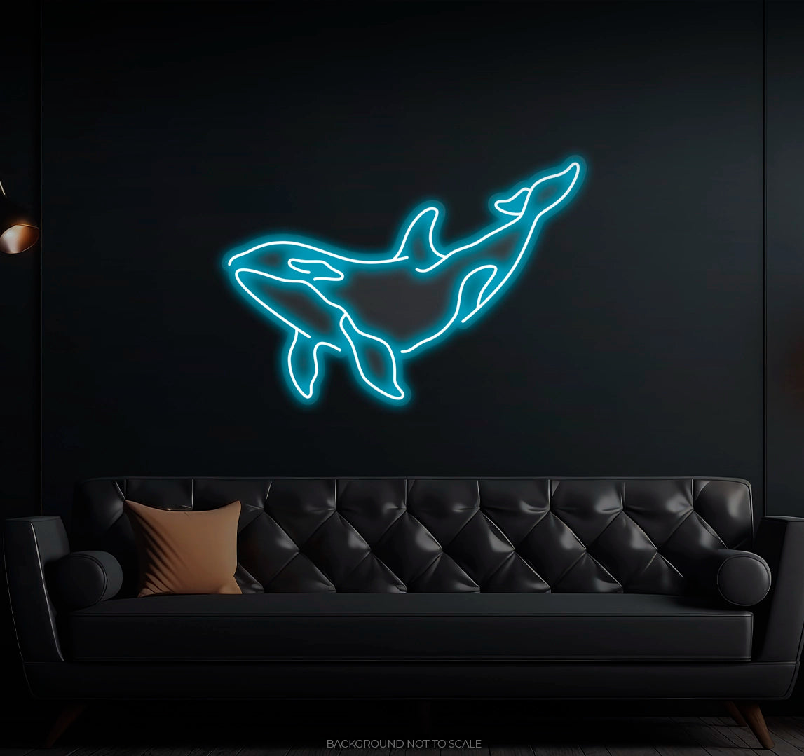 One Line Art Swimming Whale LED neon