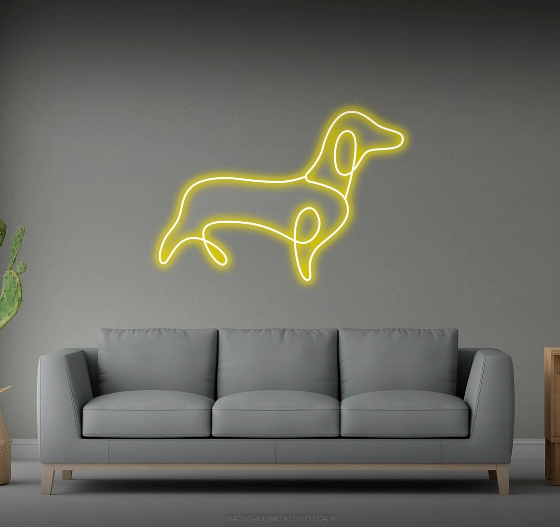 Sausage dog line art LED neon