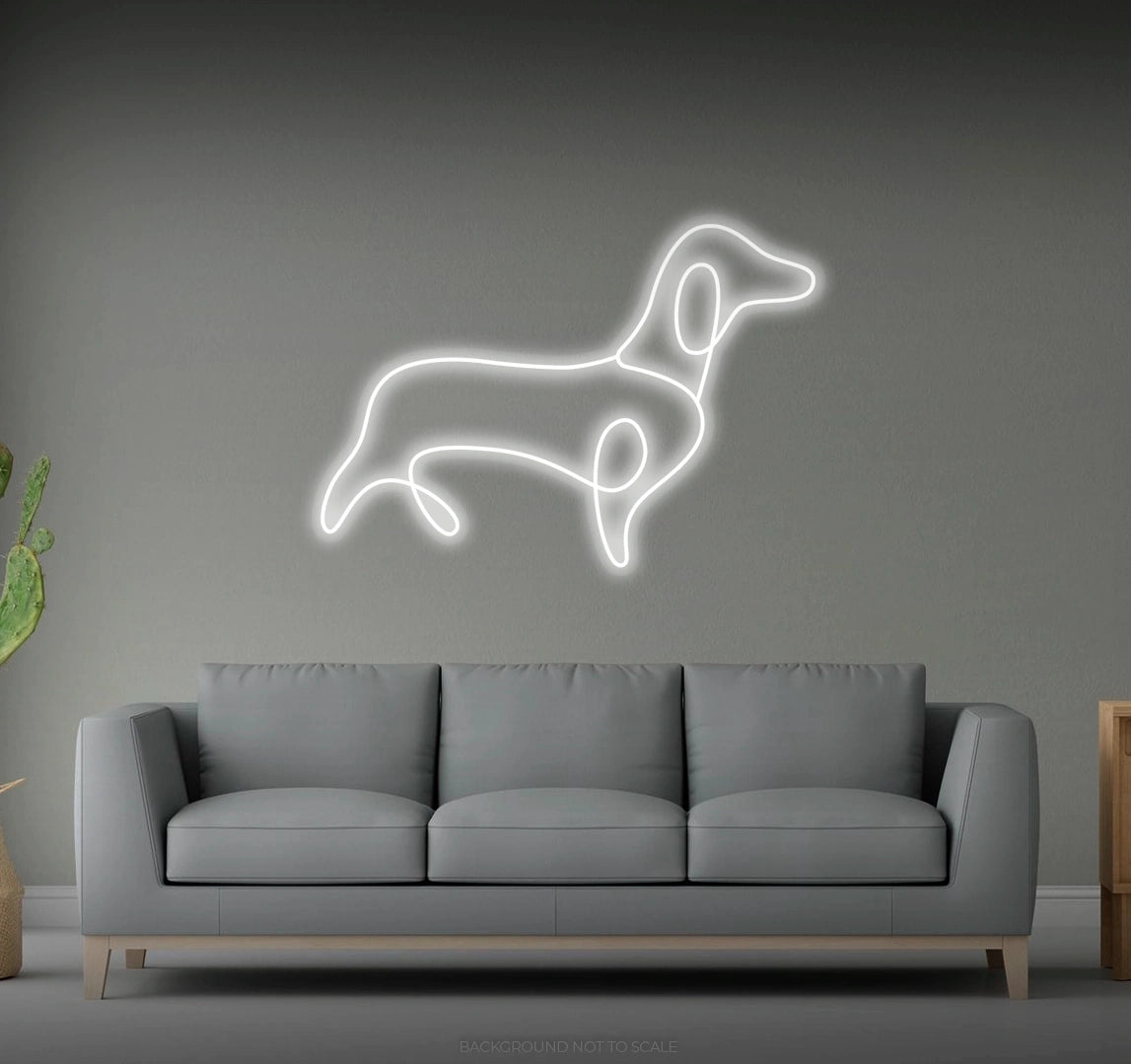 Sausage dog line art LED neon