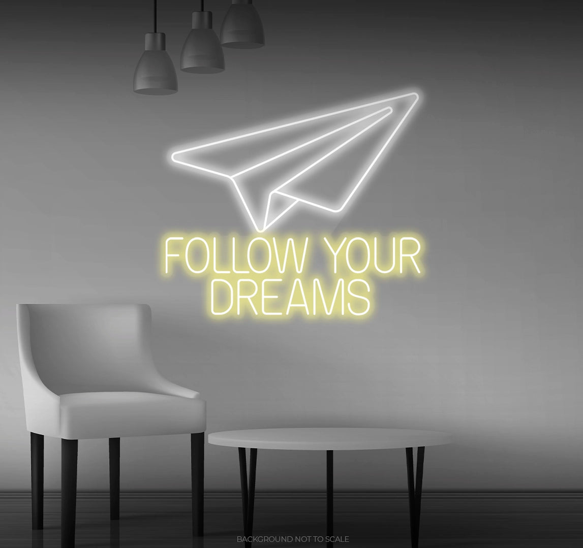 Paper plane follow your dreams LED neon