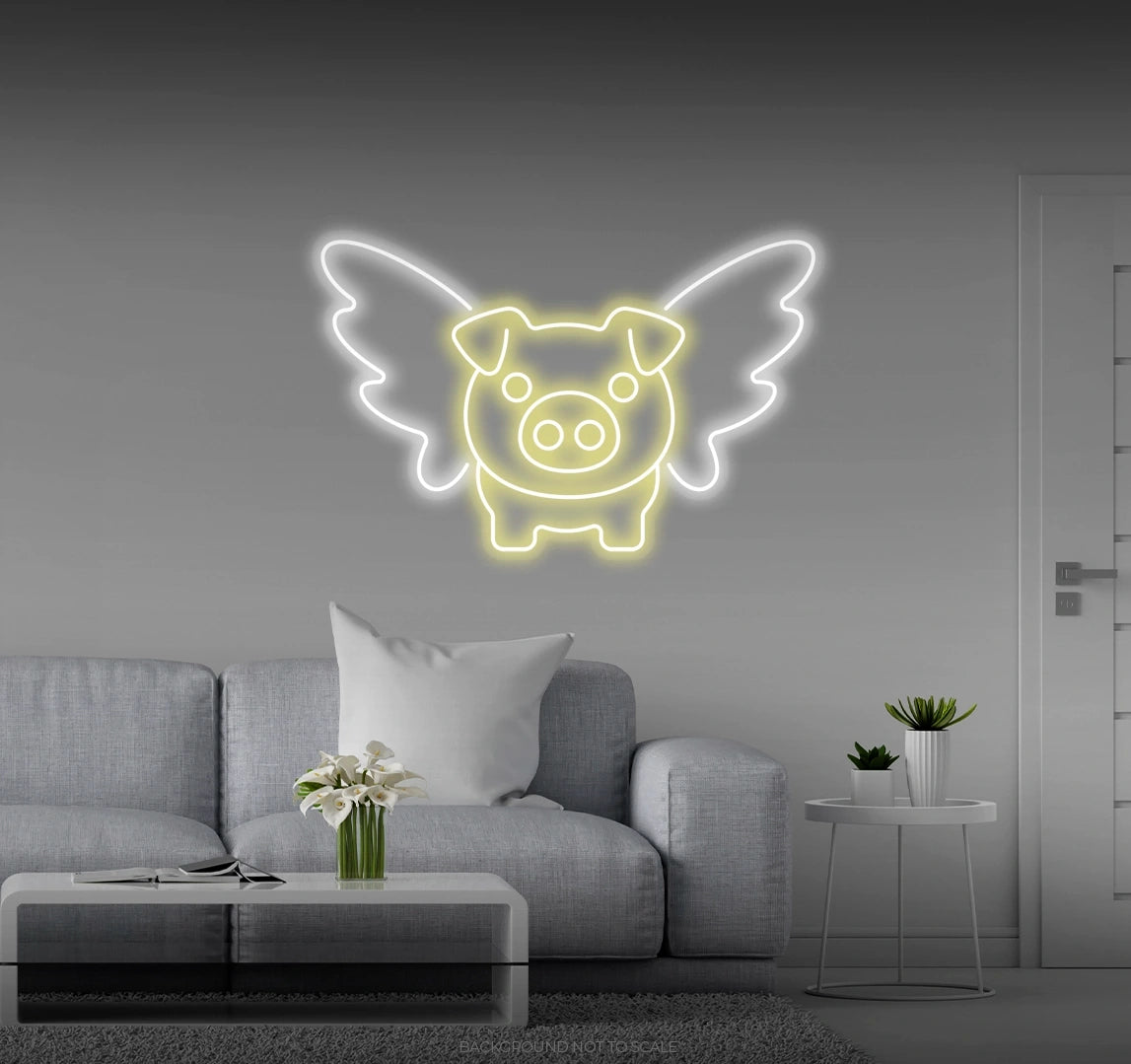 Pig with wings LED neon