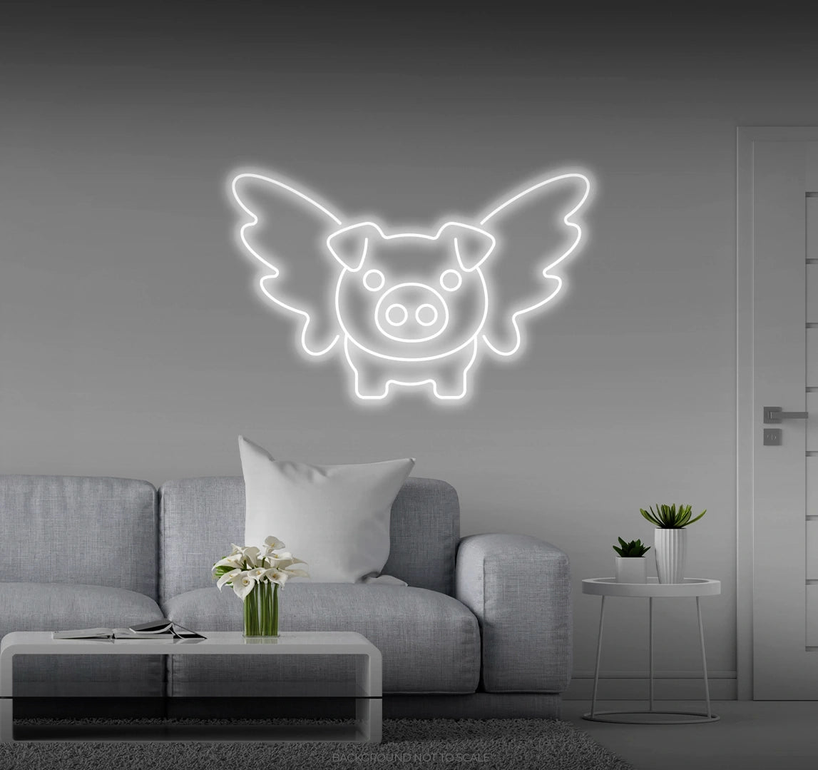 Pig with wings LED neon