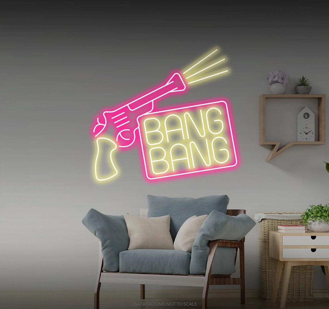 Pistol gun bang bang LED neon