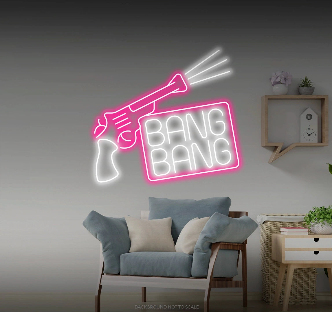 Pistol gun bang bang LED neon